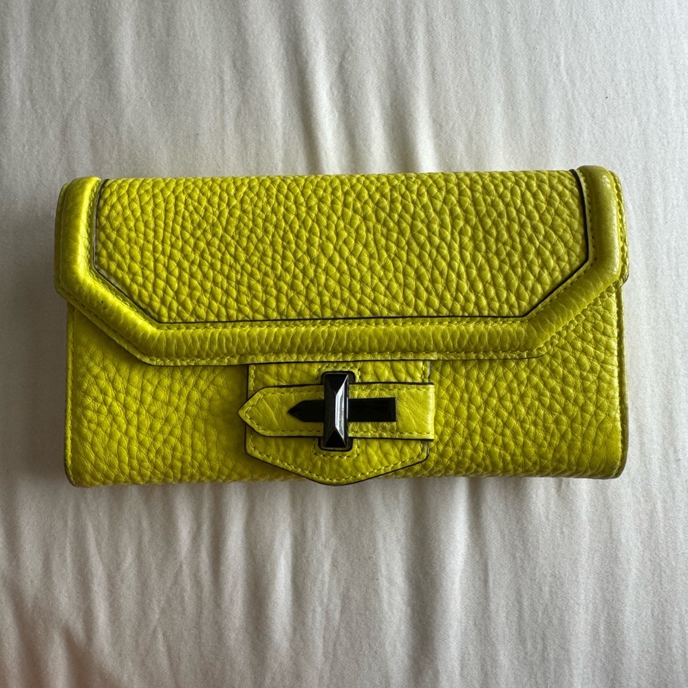Rebecca Minkoff Lime Green Leather Wallet